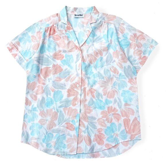 Vintage Booth Bay, Pastel Floral Button Down Shirt - Picture 1 of 4